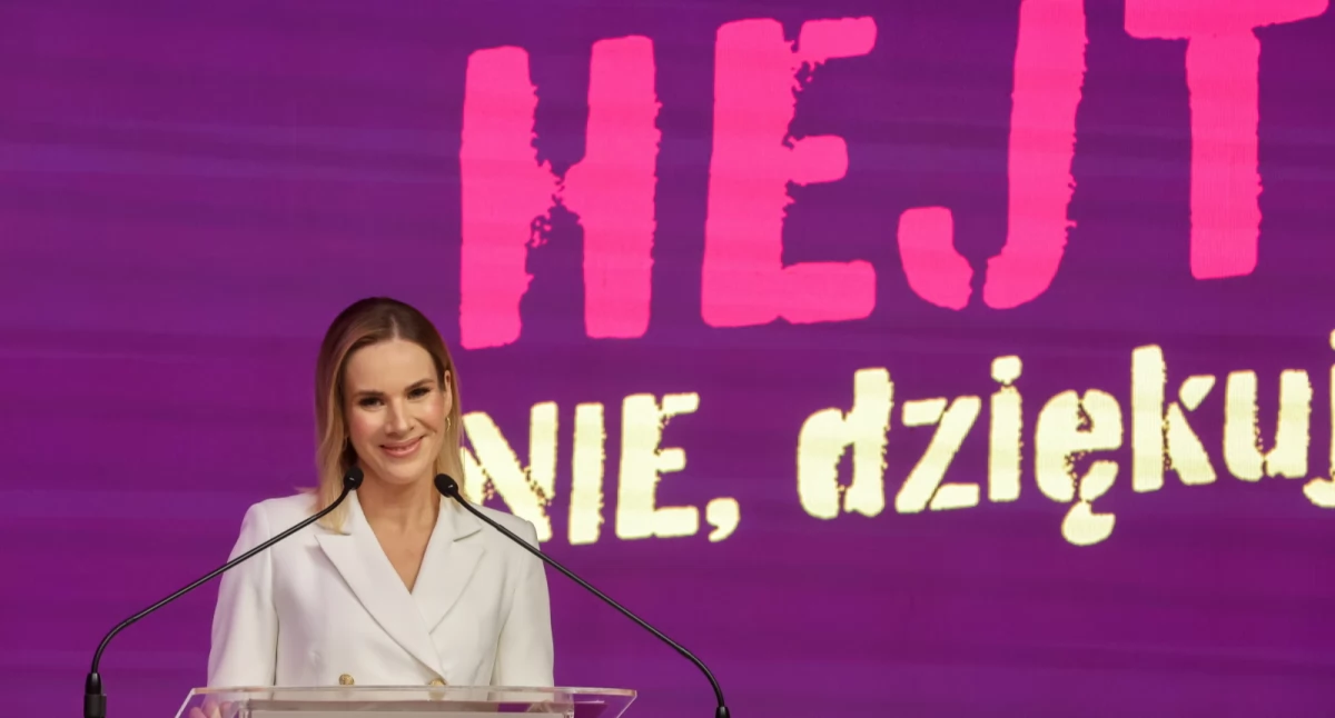 Pierwsza dama Marta Nawrocka () podczas inauguracji cyklu spotkań pod hasłem „Hejt? Nie, dziękuję!”. Fot. PAP