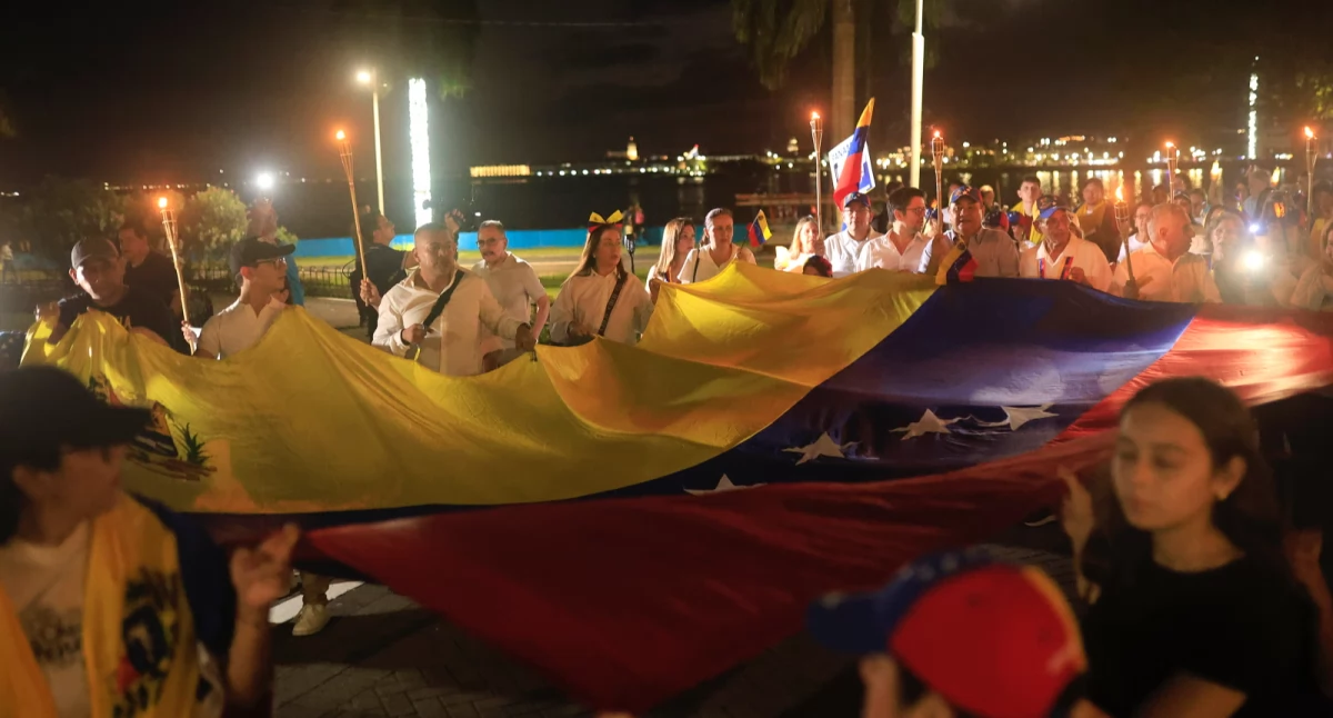 Marsze o pokój w Wenezueli w Panama City. Fot. PAP