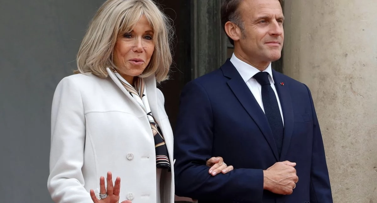 Prezydent Francji Emmanuel Macron i pierwsza dama Brigitte Macron/PAP