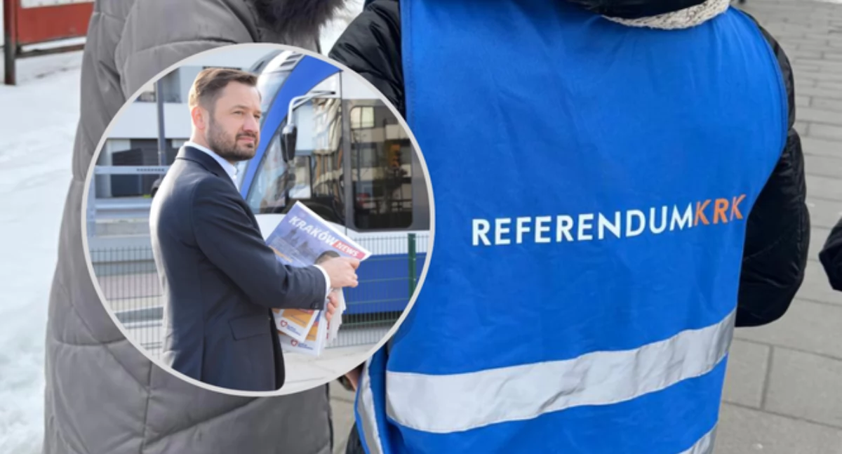 Niebieskie kamizelki wolontariuszy zbierających podpisy stały się już stałym elementem krajobrazu miasta fot. FB: Aleksander Miszalski / ReferendumKrk