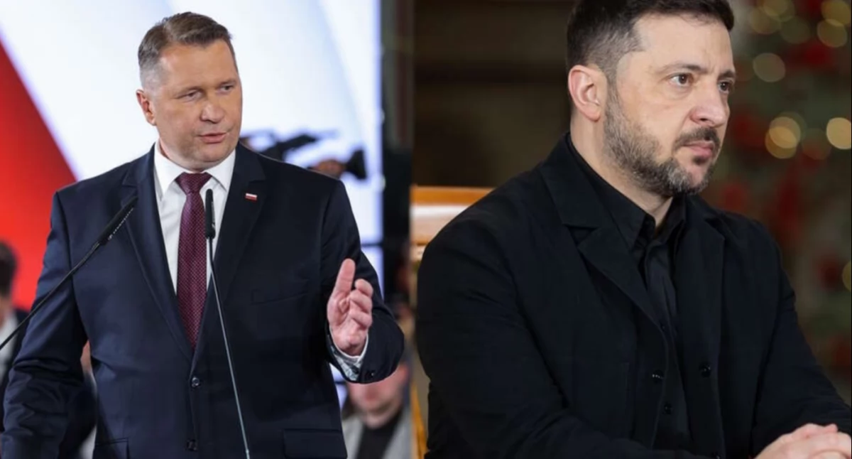 Kandydat PiS na premiera prof. Przemysław Czarnek, prezydent Ukrainy Wolodymyr Zełenski / autor: PAP/Łukasz Gągulski, Fratria
