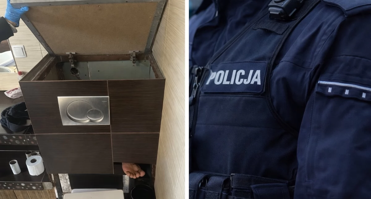Komunikaty policji, Ukrywał przed policją zabudowie spłuczki toalety - zdjęcie, fotografia