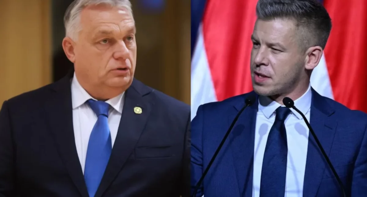 Wiktor Orban, Peter Magyar. Fot. PAP/EPA/OLIVIER HOSLET,SZILARD KOSZTICSAK