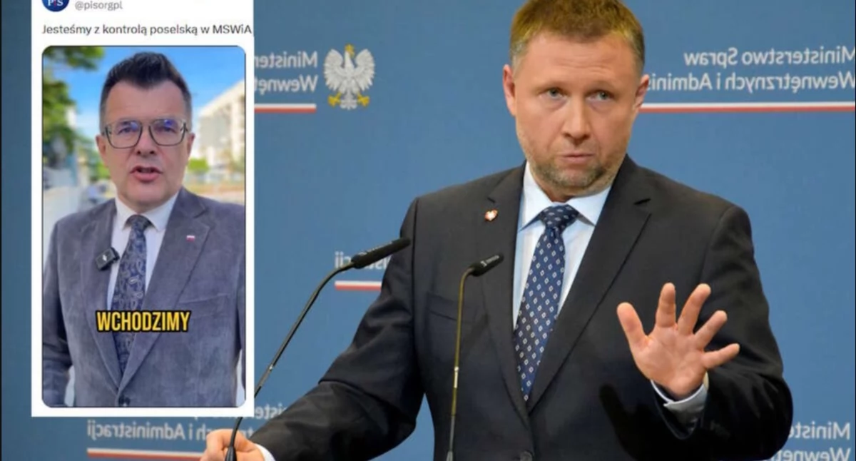 Posłowie PiS: Piotr Uściński i Agnieszka Wojciechowska van Heukelom, poinformowali o rozpoczęciu interwencji poselskiej w MSWiA. / autor: Fratria/X