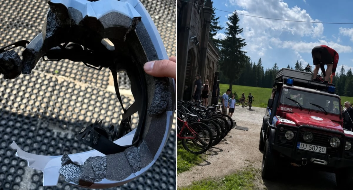 Ratownicy GOPR pokazali, jak wygląda kask kobiety, którą w Jakuszycach poraził piorun / fot. facebook/OSP Karkonosze