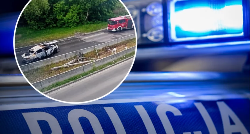 Sekundy od tragedii. Auto stanęło w ogniu tuż po potężnym uderzeniu