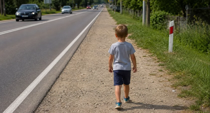 Kilkulatek samotnie szedł przy ruchliwej drodze. Sekundy mogły zdecydować o wszystkim