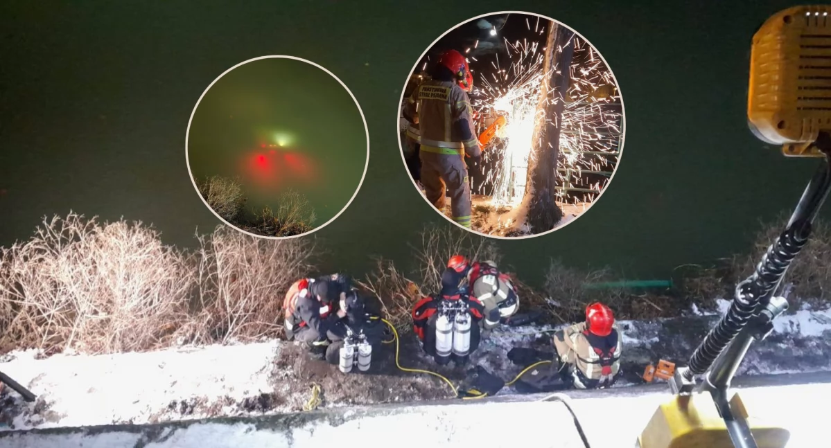 Wrocław: Auto w rzece. 11 zastępów straży w akcji [ZDJĘCIA]